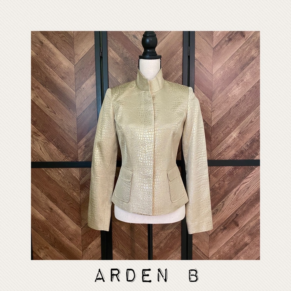 ARDEN B - Gold Croc Embossed Jacket - SZ: Med